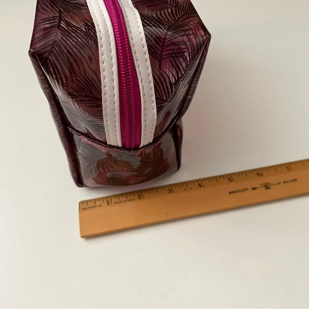Ulta clear purple leaf print zippered makeup bag